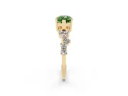 Marquise Scattered Accent Engagement Ring Setting for a Fancy Green Lab-Grown Diamond | Yellow Gold