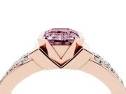 Emerald Cut Half Bezel Engagement Ring Setting for a Fancy Pink Lab-Grown Diamond | Double Row Channel Band | Rose Gold