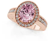 Oval Halo Engagement Ring Setting for a Fancy Pink Lab-Grown Diamond | Rose Gold