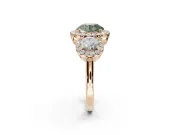 Round Three Stone Halo Engagement Ring Setting for a Fancy Green Lab-Grown Diamond | Rose Gold