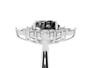 Round Cluster Halo Engagement Ring Setting for a Black Center | White Gold