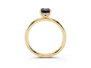 Fancy Black Emerald Cut Diamond Solitaire Ring Set in Yellow gold with Thin Band and Prong Setting