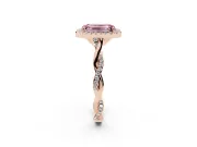 Emerald Cut Twist Halo Engagement Ring Setting for a Fancy Pink Lab-Grown Diamond | Rose Gold