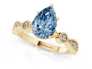 Pear-Shaped Vintage Milgrain Engagement Ring Setting for a Fancy Blue Lab-Grown Diamond | Bezel Accents | Yellow Gold