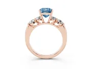 Princess Cut Five Stone Engagement Ring Setting for a Fancy Blue Lab-Grown Diamond | Prong Set Side Stones | Rose Gold