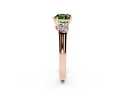 Heart-Shaped Three Stone Engagement Ring Setting for a Fancy Green Lab-Grown Diamond | Plain Squared Band | Rose Gold