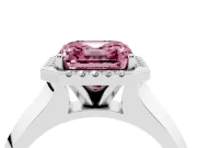 Asscher Cut Knife-Edge Halo Engagement Ring Setting for a Fancy Pink Lab-Grown Diamond | Platinum