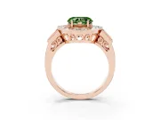 Fancy Green Heart Cut Diamond Milgrain Halo Ring Set in Rose gold with Split Shank