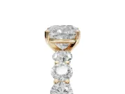 Cushion Cut Side Stone Engagement Ring Setting | Scalloped Prong Accents | Yellow Gold
