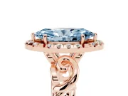 Marquise Filigree Halo Engagement Ring Setting for a Fancy Blue Lab-Grown Diamond | Rose Gold