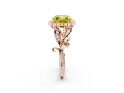 Asscher Cut Leaf Halo Engagement Ring Setting for a Fancy Yellow Lab-Grown Diamond | Rose Gold