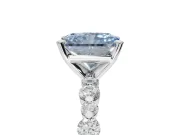 Radiant Cut Pavé Solitaire Engagement Ring Setting for a Fancy Blue Lab-Grown Diamond | Alternating Accents | White Gold