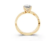 Radiant Cut Diamond Pavé Twist Band Solitaire Ring Set in Yellow gold with Prong Setting