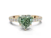 Heart-Shaped Pavé Engagement Ring Setting for a Fancy Green Lab-Grown Diamond | Yellow Gold - Design NV-24928