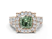 Cushion Cut Halo Engagement Ring Setting for a Fancy Green Lab-Grown Diamond | Graduated Channel Band | Rose Gold