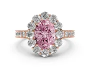 Oval Vintage Halo Engagement Ring Setting for a Fancy Pink Lab-Grown Diamond | Rose Gold