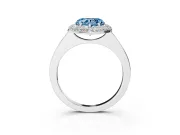 Fancy Blue Heart Cut Diamond Halo Engagement Ring Set in Silver with Solitaire Band and Prong Setting