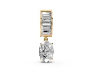 Oval and Baguette Lab-Grown Diamond Drop Pendant Necklace | Channel-Set Bail | Yellow Gold