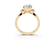 Three-Stone Heart Cut Diamond Twist Band Ring Set in Yellow gold with Pavé Accents and Prong Setting