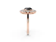 Round Floral Double Halo Engagement Ring Setting for a Black Center | Plain Band | Rose Gold