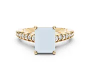 Radiant Cut Graduated Pave Cathedral Engagement Ring Setting | Scroll Cut-Outs | Yellow Gold