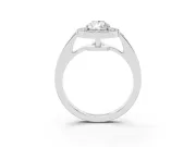 Pear Cut Diamond Halo Pavé Engagement Ring Set in White gold with Bezel Setting