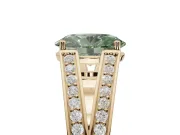 Oval Split Shank Pavé Engagement Ring Setting for a Fancy Green Lab-Grown Diamond | Yellow Gold
