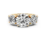 Round Three Stone Engagement Ring Setting | Accented Shoulders | Yellow Gold