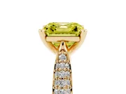 Asscher Cut Pavé Engagement Ring Setting for a Fancy Yellow Lab-Grown Diamond | Multi-Row Shoulders | Yellow Gold