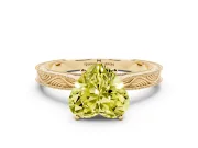 Heart-Shaped Engraved Engagement Ring Setting for a Fancy Yellow Lab-Grown Diamond | Yellow Gold