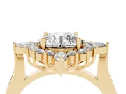 Round Cluster Halo Engagement Ring Setting | Yellow Gold