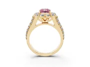 Radiant Cut Large Accent Halo Engagement Ring Setting for a Fancy Pink Lab-Grown Diamond | Graduated Pavé | Yellow Gold