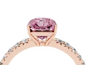 Radiant Cut Pave Solitaire Engagement Ring Setting for a Fancy Pink Lab-Grown Diamond | Shared Prong Band | Rose Gold