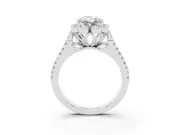 Radiant Cut Petal Frame Floral Halo Engagement Ring Setting | Pavé Split Shank | Platinum