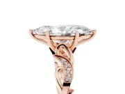 Marquise Vintage Vine Solitaire Engagement Ring Setting | Milgrain Leaves | Rose Gold