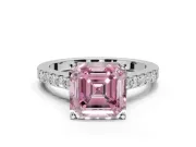 Asscher Cut Pavé Engagement Ring Setting for a Fancy Pink Lab-Grown Diamond | Crossover Gallery | Sterling Silver