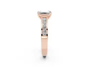 Emerald Cut Channel Set Engagement Ring Setting | Princess Cut Accents | Rose Gold