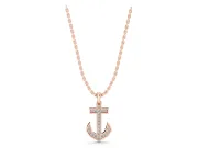 Round Lab-Grown Diamond Pavé Anchor Pendant Necklace | Pointed Flukes | Rose Gold