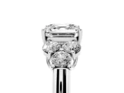 Asscher Cut Side Stone Engagement Ring Setting | Triangle Side Clusters | White Gold