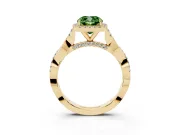 Cushion Cut Twist Halo Engagement Ring Setting for a Fancy Green Lab-Grown Diamond | Yellow Gold