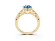 Round Floral Pavé Engagement Ring Setting for a Fancy Blue Lab-Grown Diamond | Yellow Gold