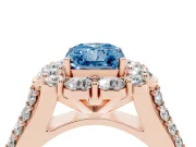 Radiant Cut Large Accent Halo Engagement Ring Setting for a Fancy Blue Lab-Grown Diamond | Rose Gold