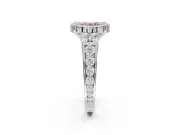 Round Halo Engagement Ring Setting for a Fancy Pink Lab-Grown Diamond | Side Clusters | Platinum