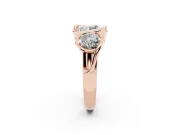 Round Cut Diamond Three-Stone Wave Ring Set in Rose gold with Bezel Setting