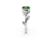 Radiant Cut Twisted Vine Engagement Ring Setting for a Fancy Green Lab-Grown Diamond | Marquise Leaves | Sterling Silver