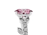 Oval Leaf Pavé Engagement Ring Setting for a Fancy Pink Lab-Grown Diamond | White Gold