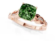 Cushion Cut Vine Engagement Ring Setting for a Fancy Green Lab-Grown Diamond | Rose Gold