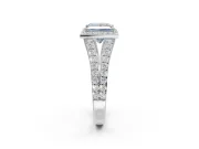 Princess Cut Halo Pavé Engagement Ring Setting for a Fancy Blue Lab-Grown Diamond | Narrow Split Shank | White Gold