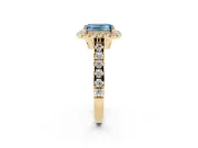 Emerald Cut Accented Halo Engagement Ring Setting for a Fancy Blue Lab-Grown Diamond | Yellow Gold
