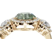 Round Three Stone Halo Engagement Ring Setting for a Fancy Green Lab-Grown Diamond | Yellow Gold